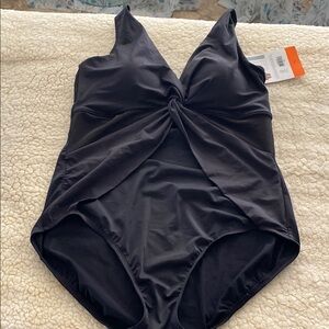 Elegant Black One-Piece Swimsuit size 16 Luxurious feel
